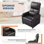 Electric recliner, adjustable recliner, ergonomic, thickened PU leather, high back, padded seat, 2 side pockets, family chair for living room