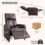 Electric recliner, adjustable recliner, ergonomic, thickened PU leather, high back, padded seat, 2 side pockets, family chair for living room