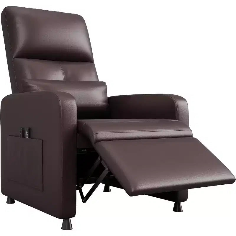Electric recliner, adjustable recliner, ergonomic, thickened PU leather, high back, padded seat, 2 side pockets, family chair for living room