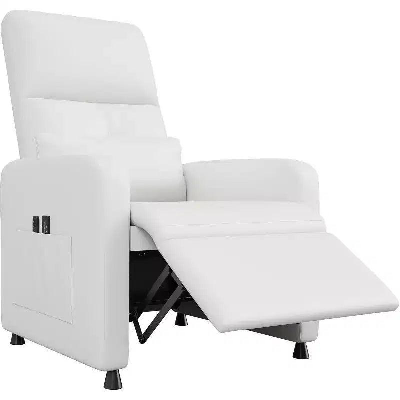 Electric recliner, adjustable recliner, ergonomic, thickened PU leather, high back, padded seat, 2 side pockets, family chair for living room