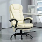 Okak Massage Office Chair with 7-Point Vibration, Computer Chair with Lumbar Support and Footrest, 360 Swivel Chair for Home, Office, White