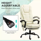 Okak Massage Office Chair with 7-Point Vibration, Computer Chair with Lumbar Support and Footrest, 360 Swivel Chair for Home, Office, White