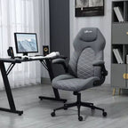 Silla de oficina ergonómica de respaldo alto Okak con ruedas, silla de escritorio con reposabrazos abatibles y altura ajustable, silla cómoda para estudio, oficina, gris