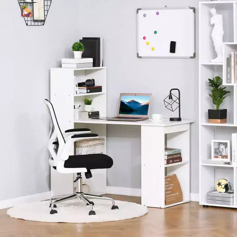 GDFStudio Paskal 47 Escritorio para Oficina en Casa con Estantes de Almacenamiento de 6 Niveles