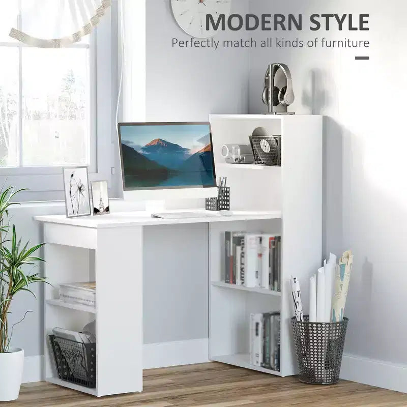 GDFStudio Paskal 47 Escritorio para Oficina en Casa con Estantes de Almacenamiento de 6 Niveles