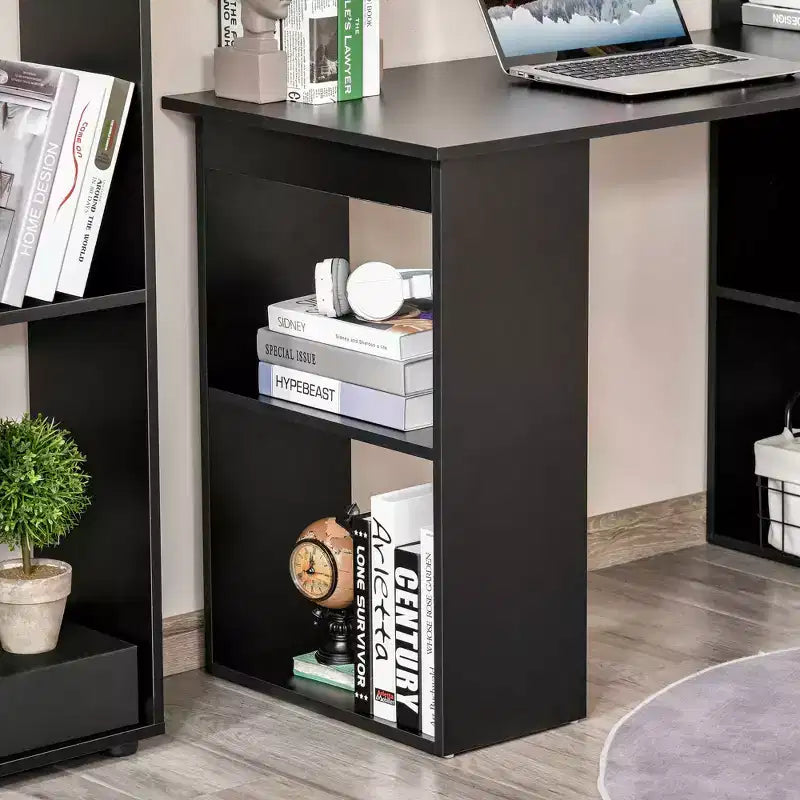 GDFStudio Paskal 47 Escritorio para Oficina en Casa con Estantes de Almacenamiento de 6 Niveles