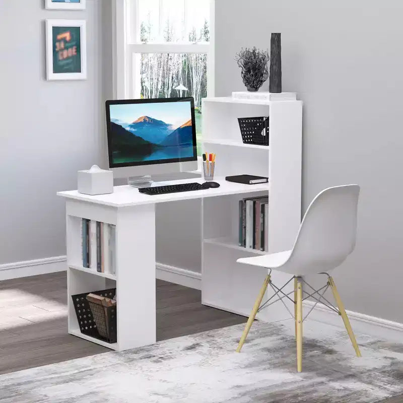GDFStudio Paskal 47 Escritorio para Oficina en Casa con Estantes de Almacenamiento de 6 Niveles