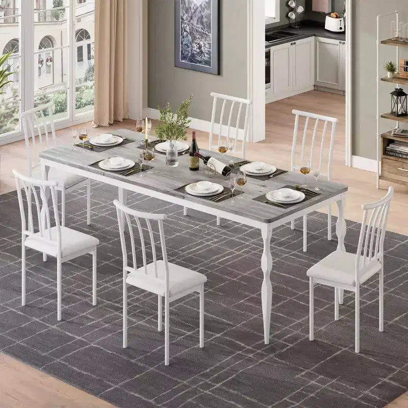 78.8 Inch Wooden Farmhouse Kitchen Table with Large Tabletop with Heavy Duty Legs for Party, Big Family, Rectangular Dining Table for 6Not Chairs