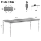 78.8 Inch Wooden Farmhouse Kitchen Table with Large Tabletop with Heavy Duty Legs for Party, Big Family, Rectangular Dining Table for 6Not Chairs
