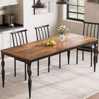 78.8 Inch Wooden Farmhouse Kitchen Table with Large Tabletop with Heavy Duty Legs for Party, Big Family, Rectangular Dining Table for 6Not Chairs