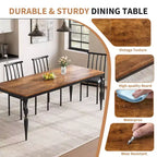 78.8 Inch Wooden Farmhouse Kitchen Table with Large Tabletop with Heavy Duty Legs for Party, Big Family, Rectangular Dining Table for 6Not Chairs