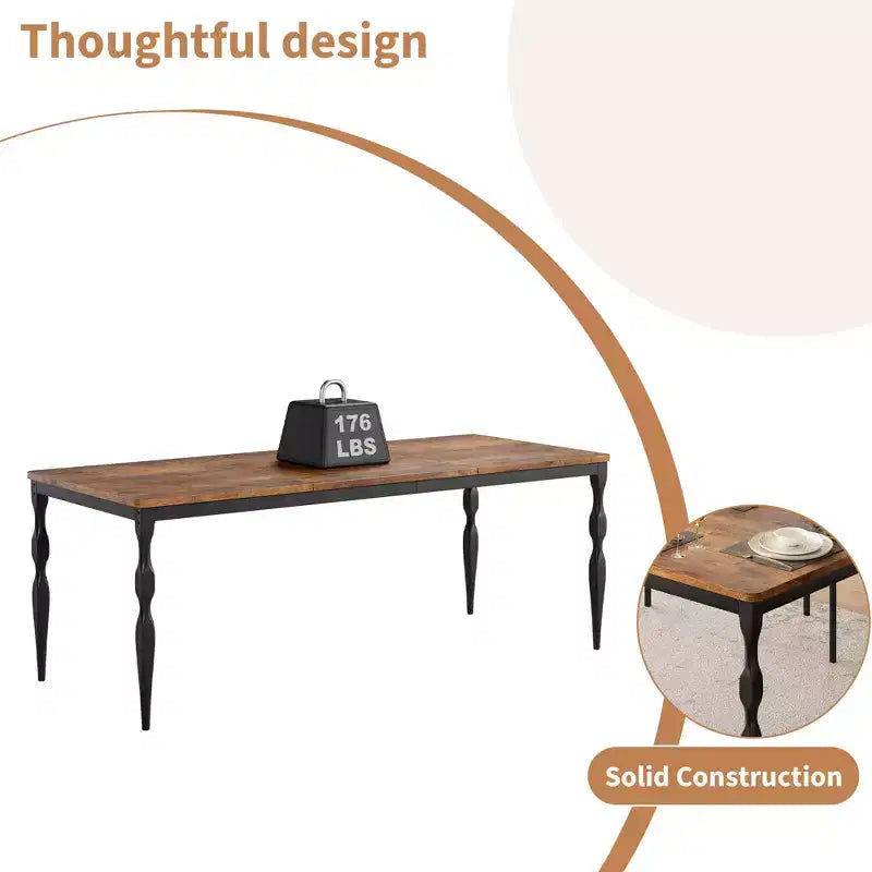 78.8 Inch Wooden Farmhouse Kitchen Table with Large Tabletop with Heavy Duty Legs for Party, Big Family, Rectangular Dining Table for 6Not Chairs