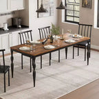 78.8 Inch Wooden Farmhouse Kitchen Table with Large Tabletop with Heavy Duty Legs for Party, Big Family, Rectangular Dining Table for 6Not Chairs