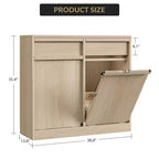 Cubo de basura basculante COZONY, gabinete de madera natural para cubos de basura ocultos de 10/20 galones, gabinete de basura moderno a prueba de mascotas