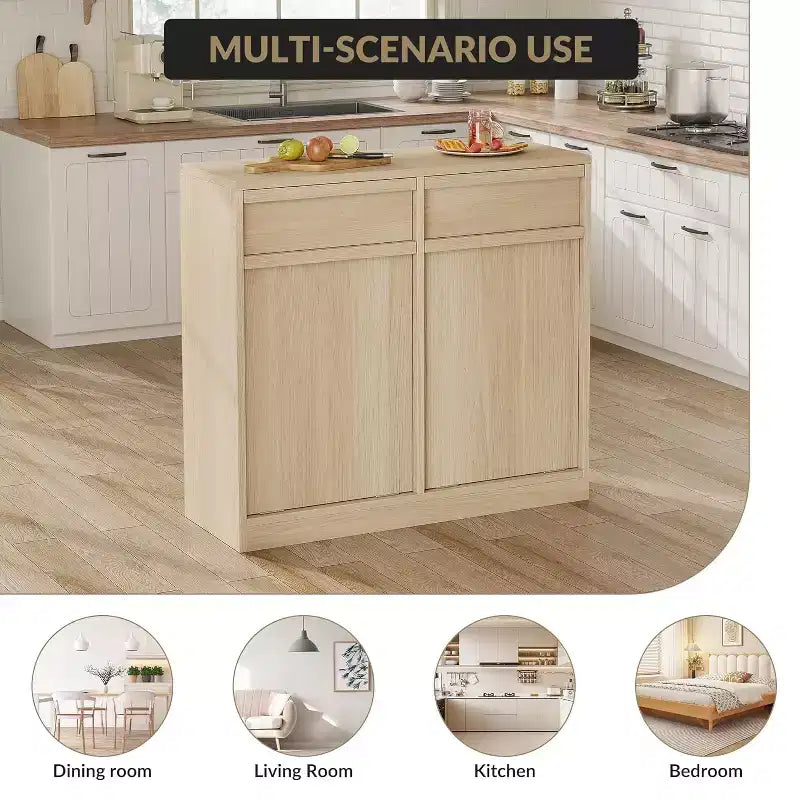 Cubo de basura basculante COZONY, gabinete de madera natural para cubos de basura ocultos de 10/20 galones, gabinete de basura moderno a prueba de mascotas