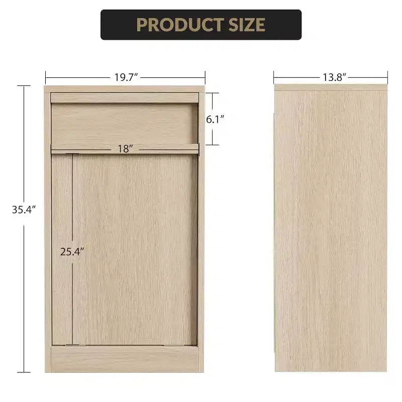 Cubo de basura basculante COZONY, gabinete de madera natural para cubos de basura ocultos de 10/20 galones, gabinete de basura moderno a prueba de mascotas