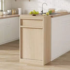 Cubo de basura basculante COZONY, gabinete de madera natural para cubos de basura ocultos de 10/20 galones, gabinete de basura moderno a prueba de mascotas