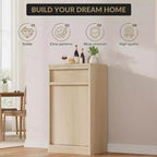 Cubo de basura basculante COZONY, gabinete de madera natural para cubos de basura ocultos de 10/20 galones, gabinete de basura moderno a prueba de mascotas