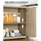 Moderno Aparador Acanalado con Almacenamiento, 4 Puertas de Cierre Suave, Estantes Ajustables, Tapa Gruesa, Gestión de Cables, Aparador de 39,6 cm de Profundidad para Cocina