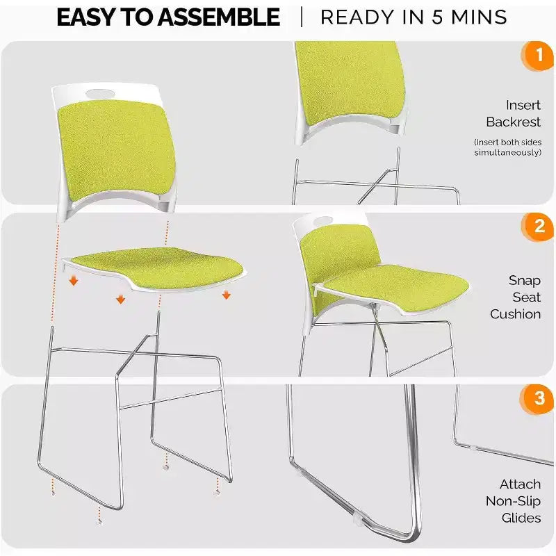 VINGLI Juego de 4 sillas apilables, sillas de oficina apilables para sala de espera, sala de descanso, banquetes, invitados