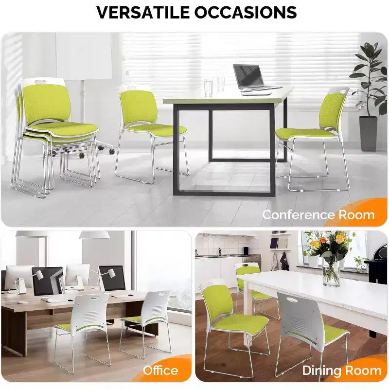 VINGLI Juego de 4 sillas apilables, sillas de oficina apilables para sala de espera, sala de descanso, banquetes, invitados