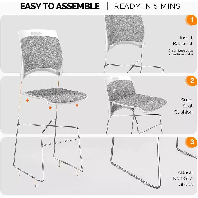 VINGLI Juego de 4 sillas apilables, sillas de oficina apilables para sala de espera, sala de descanso, banquetes, invitados