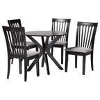 Juego de comedor de 5 piezas Baxton Studio Lore, de tela gris moderna y madera marrón oscuro