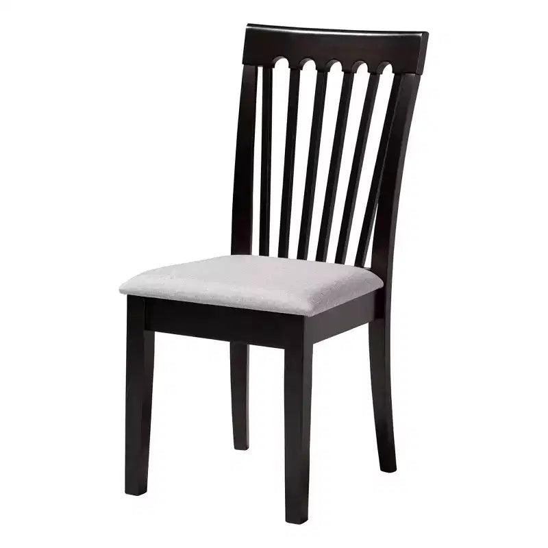 Juego de comedor de 5 piezas Baxton Studio Lore, de tela gris moderna y madera marrón oscuro