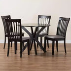 Juego de comedor de 5 piezas Baxton Studio Lore, de tela gris moderna y madera marrón oscuro