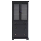 Mueble de almacenamiento de baño Whisen 70.1 con puertas de cristal de cierre suave, estantes ajustables y 3 cajones