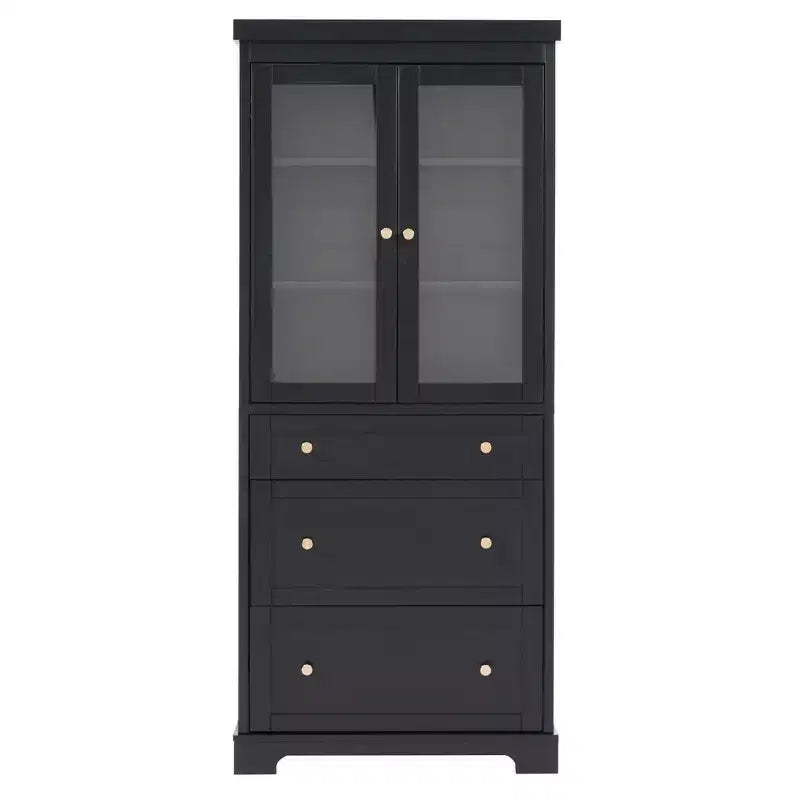 Mueble de almacenamiento de baño Whisen 70.1 con puertas de cristal de cierre suave, estantes ajustables y 3 cajones