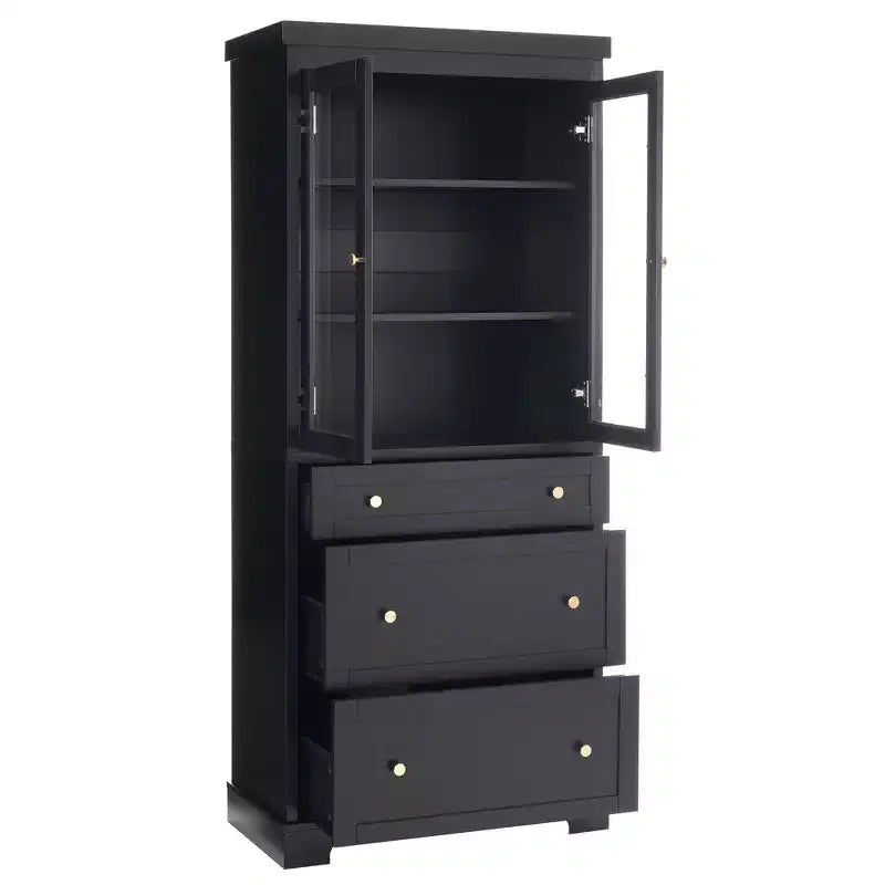 Mueble de almacenamiento de baño Whisen 70.1 con puertas de cristal de cierre suave, estantes ajustables y 3 cajones