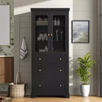 Mueble de almacenamiento de baño Whisen 70.1 con puertas de cristal de cierre suave, estantes ajustables y 3 cajones