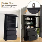 Mueble de almacenamiento de baño Whisen 70.1 con puertas de cristal de cierre suave, estantes ajustables y 3 cajones