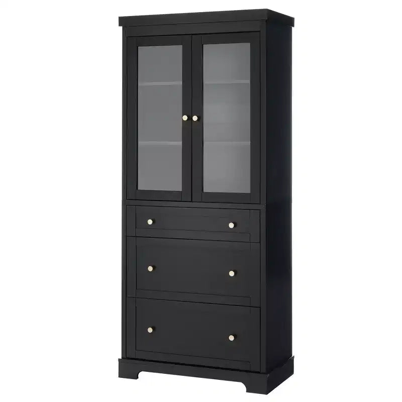 Mueble de almacenamiento de baño Whisen 70.1 con puertas de cristal de cierre suave, estantes ajustables y 3 cajones