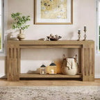 Lantine 70.9 Long Entryway Table, 2-Tier Farmhouse Sofa Console Table with Vertical Stripe Legs for Living Room, Hallway, Entrance