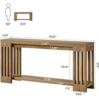 Lantine 70.9 Long Entryway Table, 2-Tier Farmhouse Sofa Console Table with Vertical Stripe Legs for Living Room, Hallway, Entrance