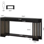 Lantine 70.9 Long Entryway Table, 2-Tier Farmhouse Sofa Console Table with Vertical Stripe Legs for Living Room, Hallway, Entrance