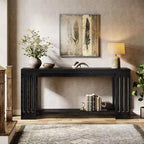Lantine 70.9 Long Entryway Table, 2-Tier Farmhouse Sofa Console Table with Vertical Stripe Legs for Living Room, Hallway, Entrance