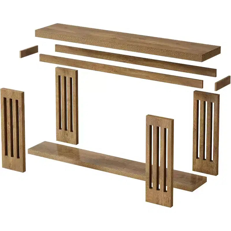 Lantine 70.9 Long Entryway Table, 2-Tier Farmhouse Sofa Console Table with Vertical Stripe Legs for Living Room, Hallway, Entrance