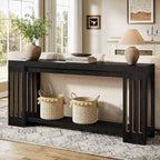 Lantine 70.9 Long Entryway Table, 2-Tier Farmhouse Sofa Console Table with Vertical Stripe Legs for Living Room, Hallway, Entrance