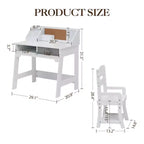 COZONY Juego de Mesa de Estudio para Niños con Silla Ajustable, Escritorio de Estudio con Estante Superior, Tablero de Anuncios, 2 Cajones, 2 Portalápices