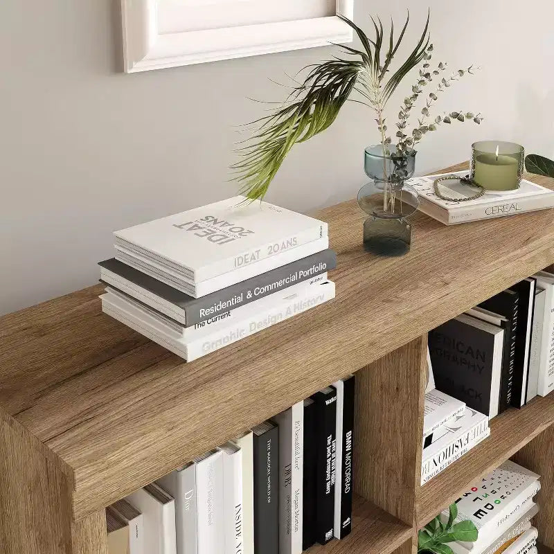 Estantería organizadora de 6 cubos, estantería alta de 53 pulgadas, moderna, de pie, para sala de estar, dormitorio, oficina en casa