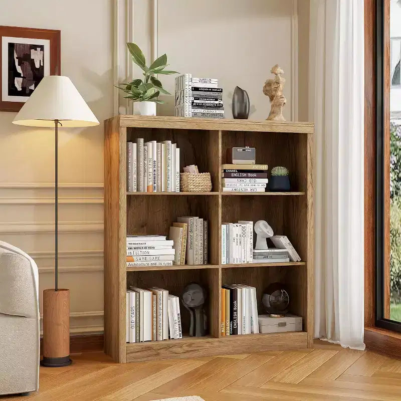 Estantería organizadora de 6 cubos, estantería alta de 53 pulgadas, moderna, de pie, para sala de estar, dormitorio, oficina en casa