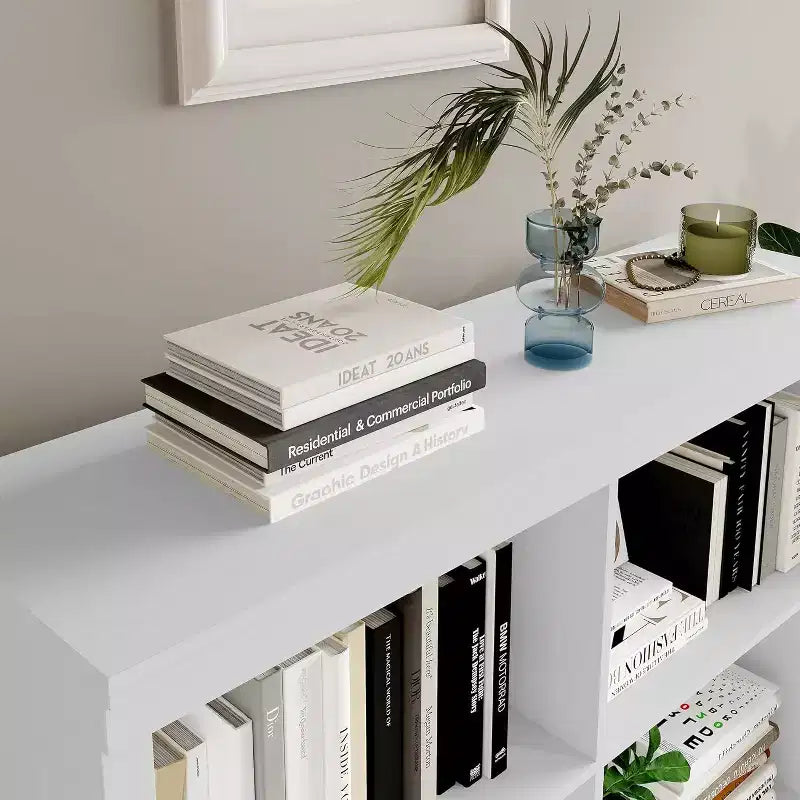 Estantería organizadora de 6 cubos, estantería alta de 53 pulgadas, moderna, de pie, para sala de estar, dormitorio, oficina en casa