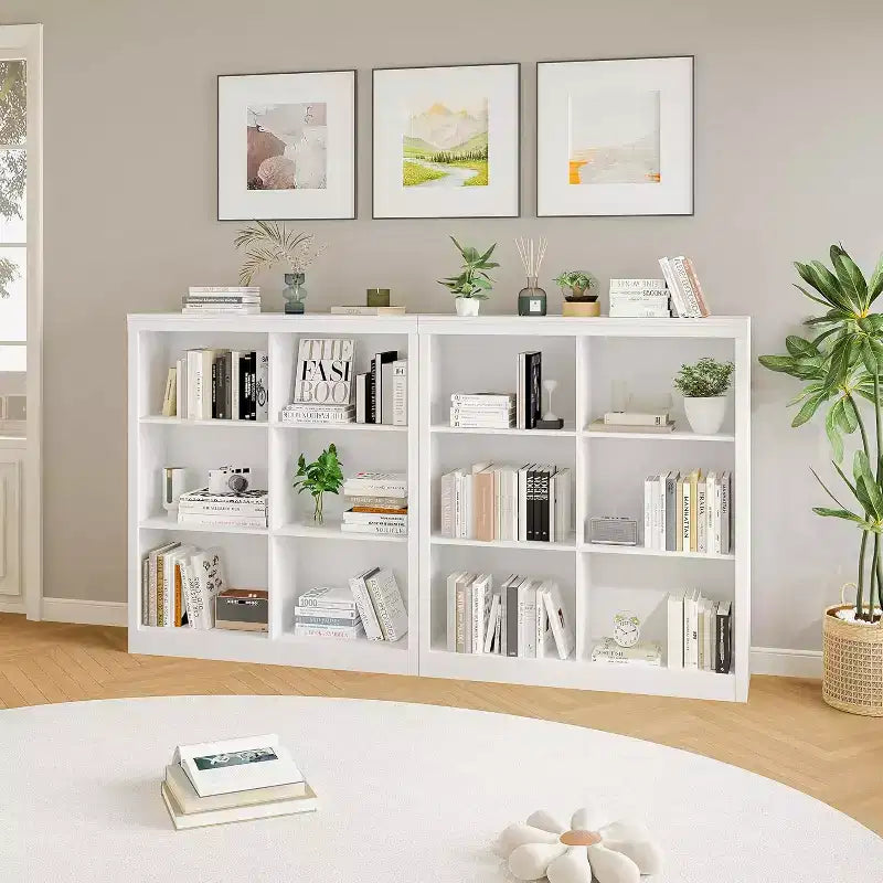 Estantería organizadora de 6 cubos, estantería alta de 53 pulgadas, moderna, de pie, para sala de estar, dormitorio, oficina en casa
