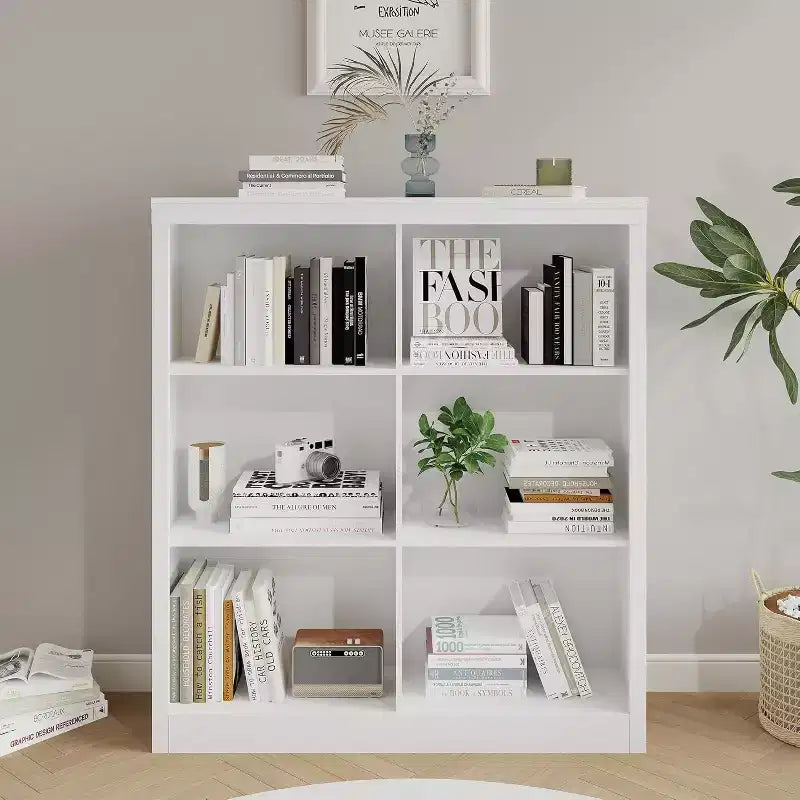 Estantería organizadora de 6 cubos, estantería alta de 53 pulgadas, moderna, de pie, para sala de estar, dormitorio, oficina en casa