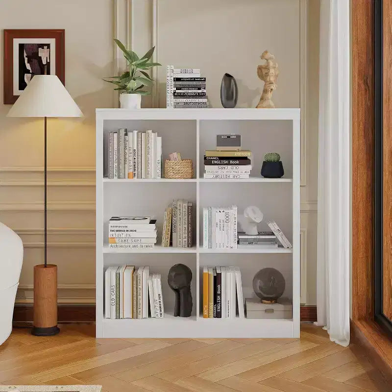 Estantería organizadora de 6 cubos, estantería alta de 53 pulgadas, moderna, de pie, para sala de estar, dormitorio, oficina en casa