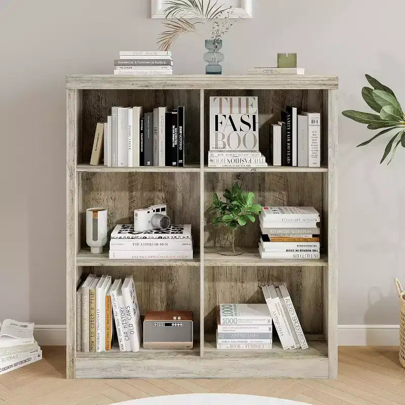 Estantería organizadora de 6 cubos, estantería alta de 53 pulgadas, moderna, de pie, para sala de estar, dormitorio, oficina en casa