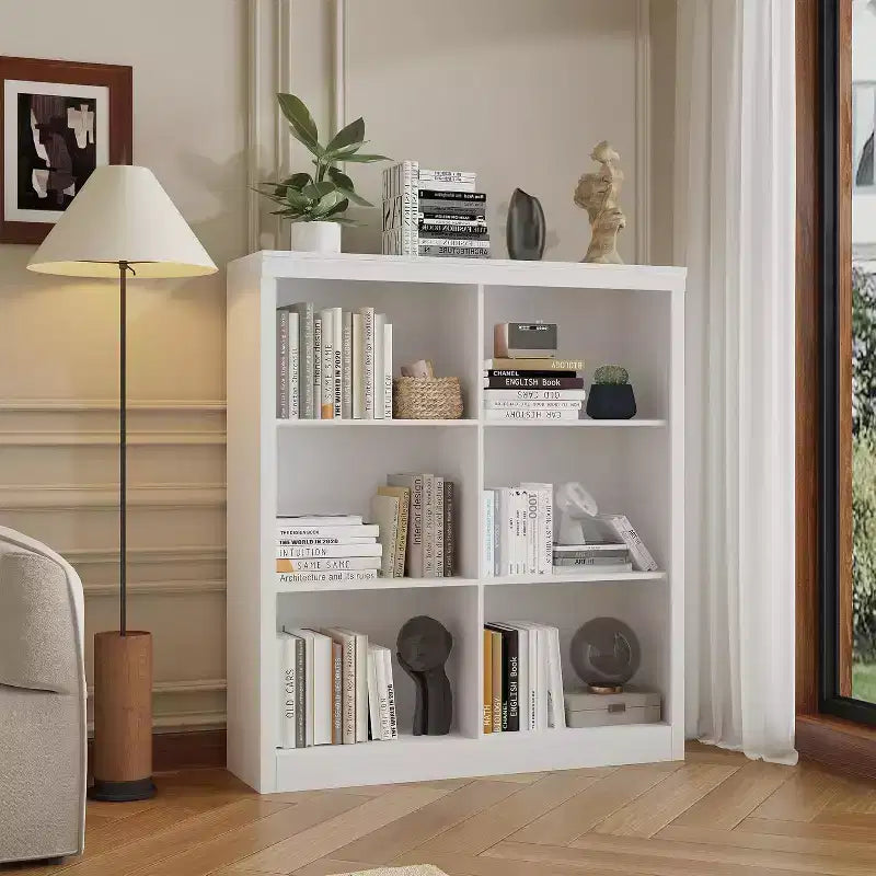 Estantería organizadora de 6 cubos, estantería alta de 53 pulgadas, moderna, de pie, para sala de estar, dormitorio, oficina en casa